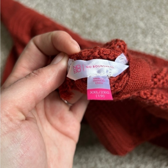 🦋 No Boundaries Burnt Orange Crew Neck Cross Back Sweater Fall Comfy Casual XL - Picture 3 of 8